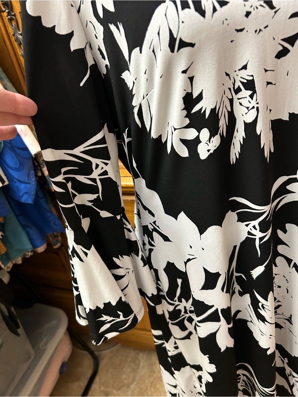 NWT Chaps Black White Floral Fit & Flare Dress Size 12 - Picture 2 of 6